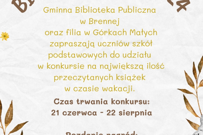 Wakacyjny konkurs czytelniczy Bibliomaniak 2024  